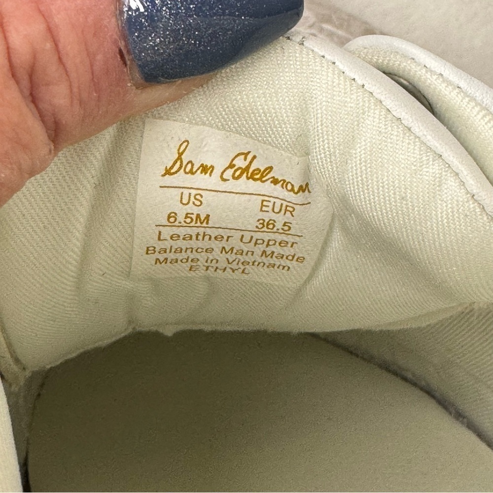 Sam Edelman Ethyl Lace Up Low Top Sneakers Bright White Leather 6.5 - Picture 9 of 9